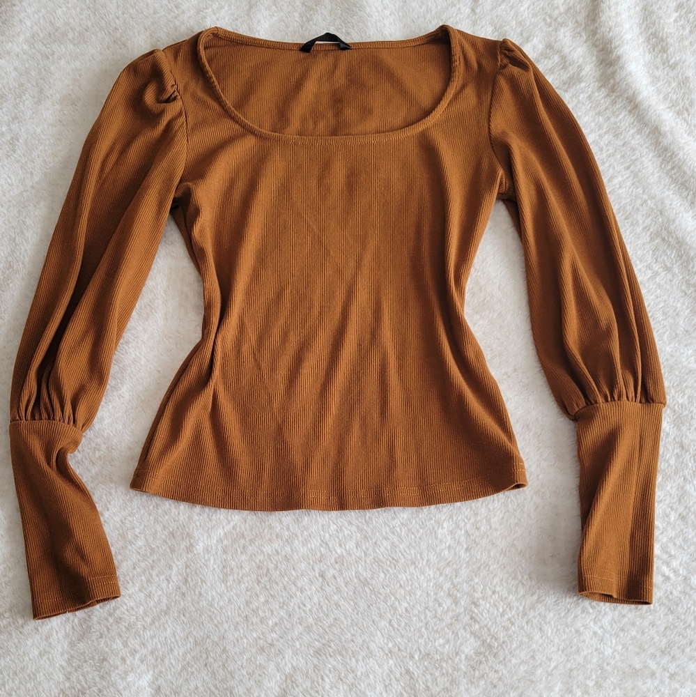SHEIN Brown Long Sleeve Blouse